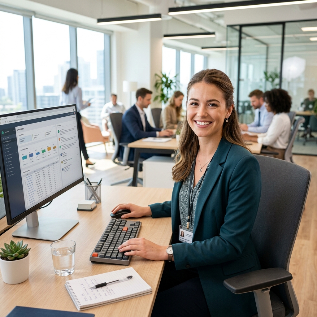 Confident back office agent efficiently managing a database