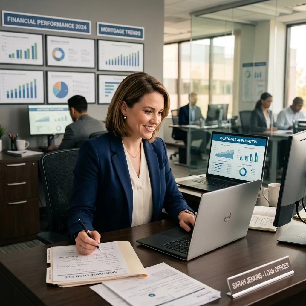 Mortgage professional reviewing loan files with VA support